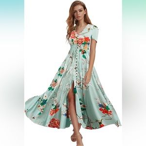 Button Up Floral Maxi Dress